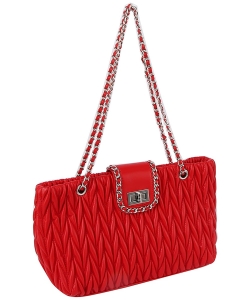 Chevron Quilted Classic Shoulder Bag LHU495-Z RED